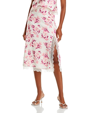 Shop Lucy Paris Reza Lace Trim Skirt In Pink Cream