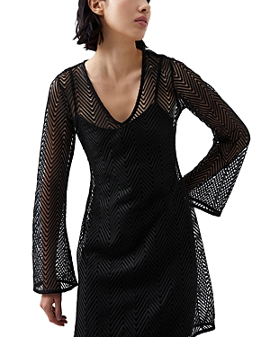 Shop French Connection Rudy Textured A Line Dress In Black