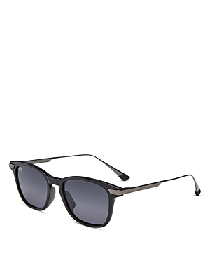 Shop Maui Jim Manaolana Polarized Square Sunglasses, 51mm In Black/gray Polarized Solid