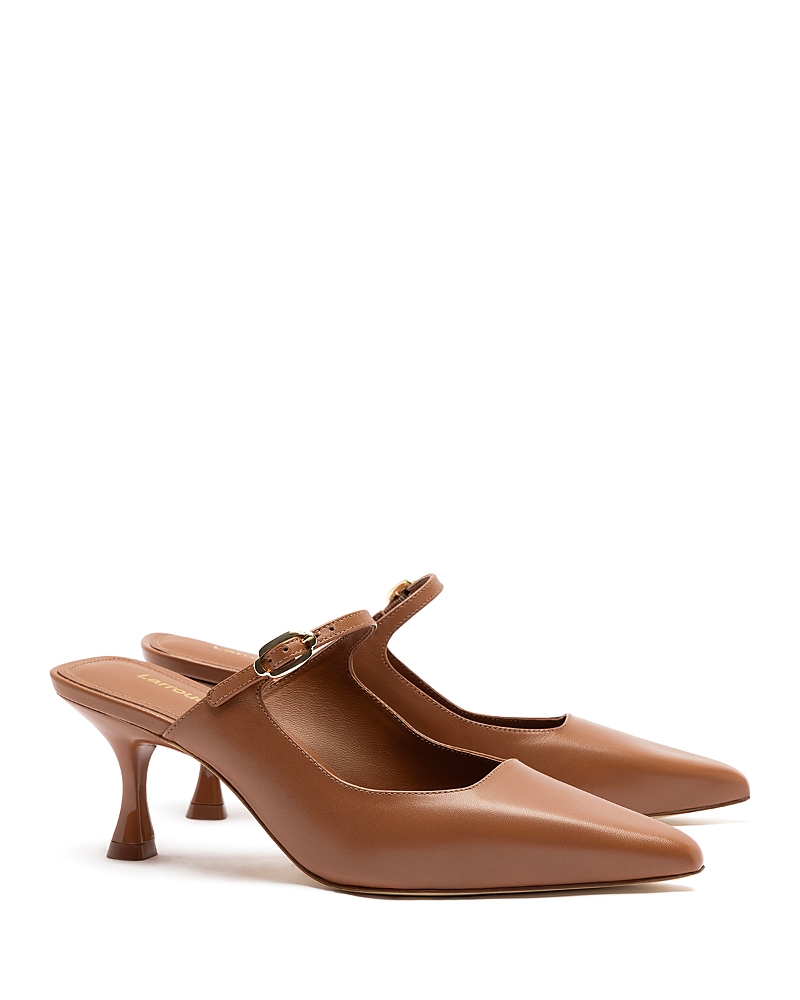 Shop Larroude Women's Ines Pointed Toe Mules In Caramel
