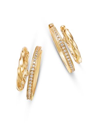Bloomingdale's Fine Collection - Diamond Double Hoop Earrings in 14K Yellow Gold, 0.25 tcw