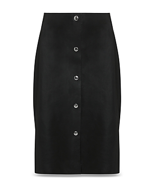 Shop Victoria Beckham Leather Midi Skirt In Black