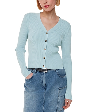Shop Whistles Ribbed Cardigan In Blue