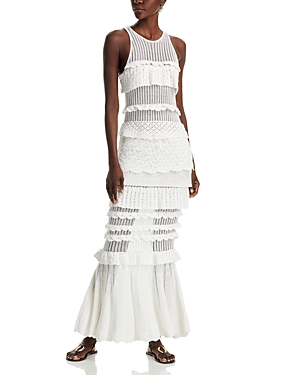 Shop Staud Sorrento Crocheted Maxi Dress In White