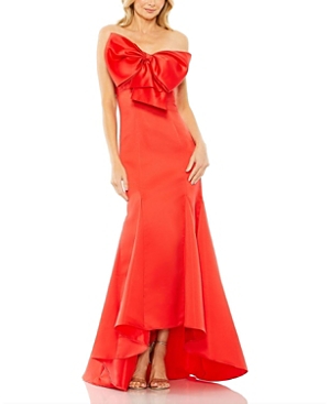 Mac Duggal Statement Bow Strapless Mermaid Gown In Red