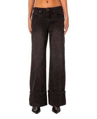 Edikted - Vesper Cuffed Low Rise Jeans in Black
