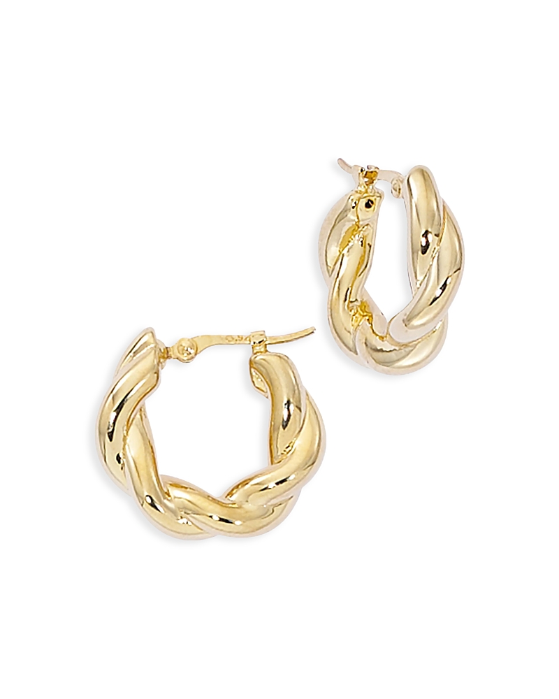 Moon & Meadow 14k Yellow Gold Twist Style Small Hoop Earrings In Gold