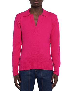 Shop Winnie New York Harry Open Collar Polo Sweater In Hot Pink