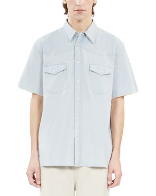 The Kooples Regular Fit Short Sleeve Denim Shirt