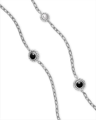 Pearl Classics Station Chain Necklace in Sterling Silver with Stone, 4mm