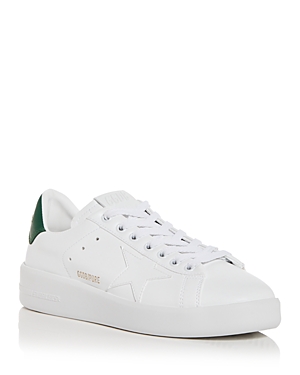 Shop Golden Goose Men's Purestar Low Top Sneakers In White/green