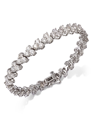 Shop Bloomingdale's Diamond Trio Cluster Tennis Bracelet In 14k White Gold, 12.0 Ct. T.w.
