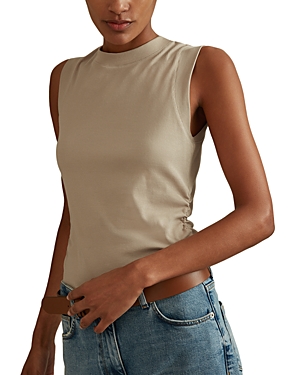 Shop Reiss Trudy Ruched Ribbed Tank Top In Camel