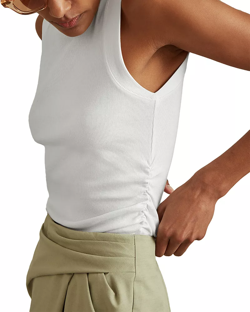 Reiss Trudy Ruched Ribbed Tank Top