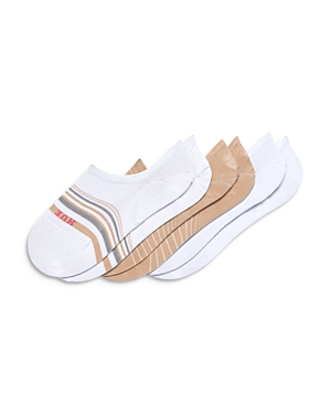 Shop Hue The Perfect Liner Sneaker Socks, Set Of 3 In Neutral Stripe
