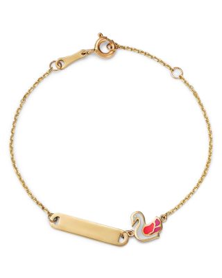 Bloomingdale's Fine Collection - Children's Swan ID Bracelet in 14K Yellow Gold