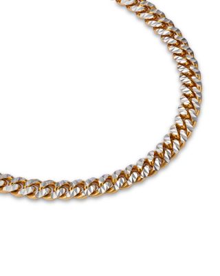 Miami Cuban Link Chain Bracelet in 14K Yellow Gold & Rhodium Plated 14K Yellow Gold