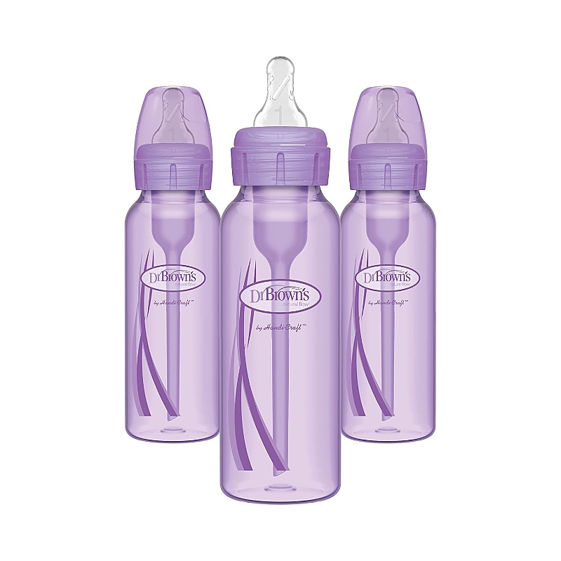 Dr. Brown's Girls' Options+ Natural Flow Anti-Colic Baby Bottles, 8oz, 3 Pack