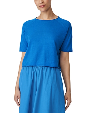 Shop Eileen Fisher Short Sleeve Linen & Cotton Pullover Top In Calypso