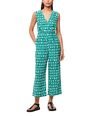 Whistles Linked Smudge Lorna Jumpsuit, Size 12 In Green Multi