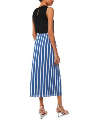 Crinkle Stripe Midi Skirt