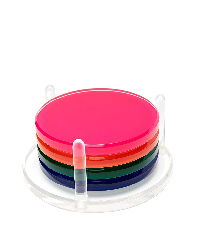 Tara Wilson Designs Multicolor Drink Coasters In Clear White