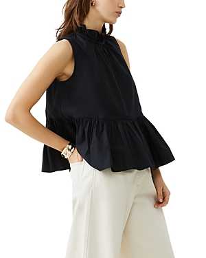 Shop French Connection Rhodes Sleeveless Poplin Top In Blackout