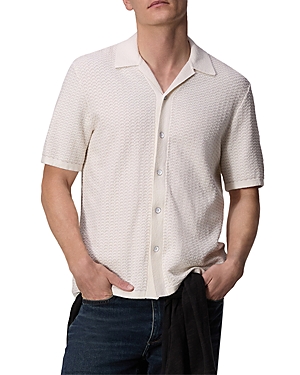 Shop Rag & Bone Avery Cotton Blend Zuma Toweling Jacquard Classic Fit Button Down Shirt In Ivory