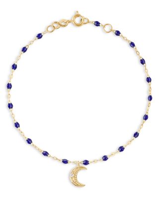 Gigi Clozeau - 18K Yellow Gold Pirate Diamond & Lapis Petite Moon Bracelet