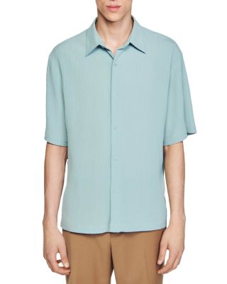 Sandro - Relaxed Fit Short Sleeve Crinkle Shirt