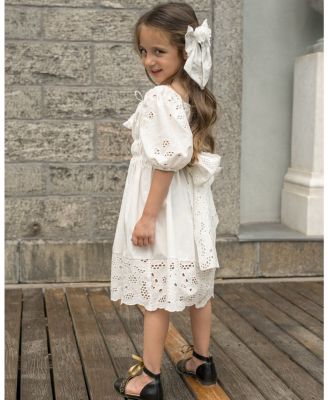 Girls' Blanca White Cotton Dress - Baby, Little Kid, Big Kid