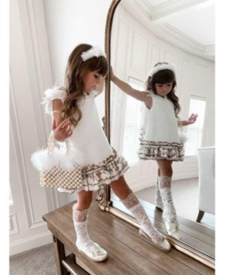 Girls' Angelina White Feather Wings Dress - Baby, Little Kid, Big Kid