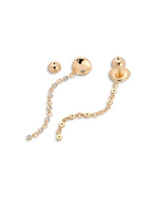 Pav&amp;eacute; Polished Pebble Chain Link Linear Drop Earrings