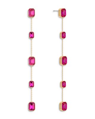 Color Crystal Linear Drop Earrings in 18K Gold Plated