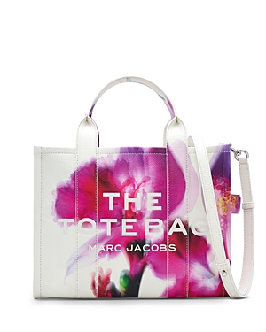 Shop Marc Jacobs The Future Floral Leather Medium Tote Bag In White Multi
