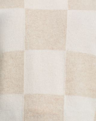 100% Cashmere Brushed Cropped Check Sweater - Exclusive