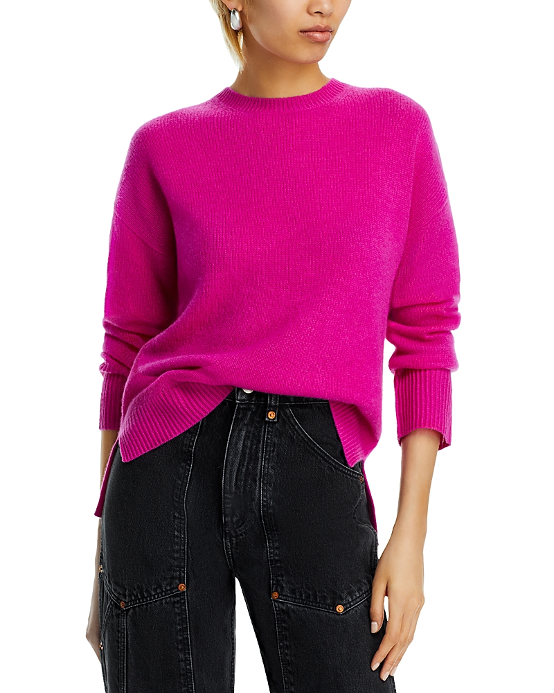 AQUA CASHMERE DROP SHOULDER HIGH LOW CREWNECK SWEATER - EXCLUSIVE