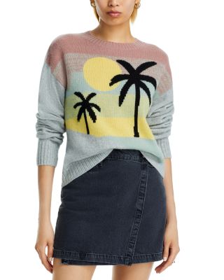 AQUA - Palm Tree Intarsia Crewneck - Exclusive
