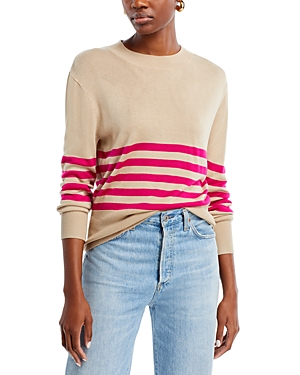 Shop Karen Kane Striped Sweater In Khaki/pink