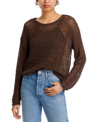 Bella Dahl Crochet Relaxed Boatneck Sweater