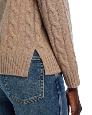 100% Cashmere Cable Knit Crewneck Sweater - Exclusive