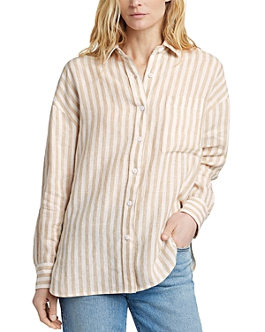 Shop Faherty Laguna Relaxed Shirt In Tan Lucy Stripe