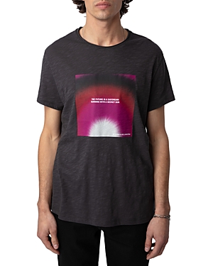 Shop Zadig & Voltaire Toby Flamme Photoprint Tee In Anthracite