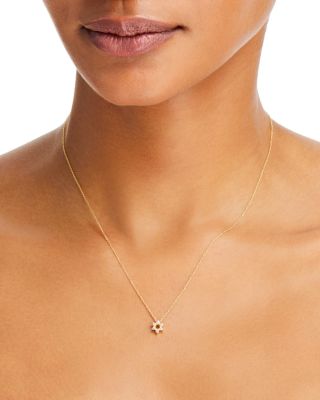 18K Yellow Gold Diamond Star of David Pendant Necklace, 16-18"