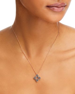18K Rose Gold Venetian Princess Black &amp; White Diamond Reversible Pendant Necklace, 18&amp;quot;