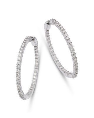 Bloomingdale's Fine Collection - Diamond Inside Out Hoop Earrings in 14K White Gold, 3.0 tcw