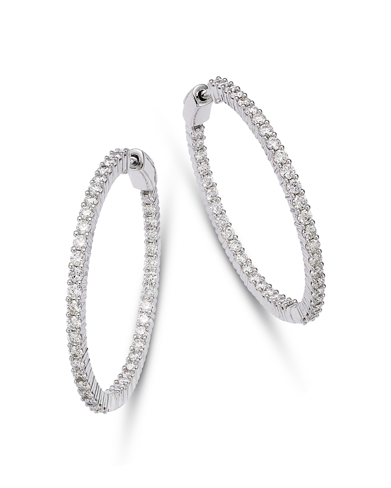 Bloomingdale's Fine Collection Diamond Inside Out Hoop Earrings in 14K White Gold, 3.0 tcw