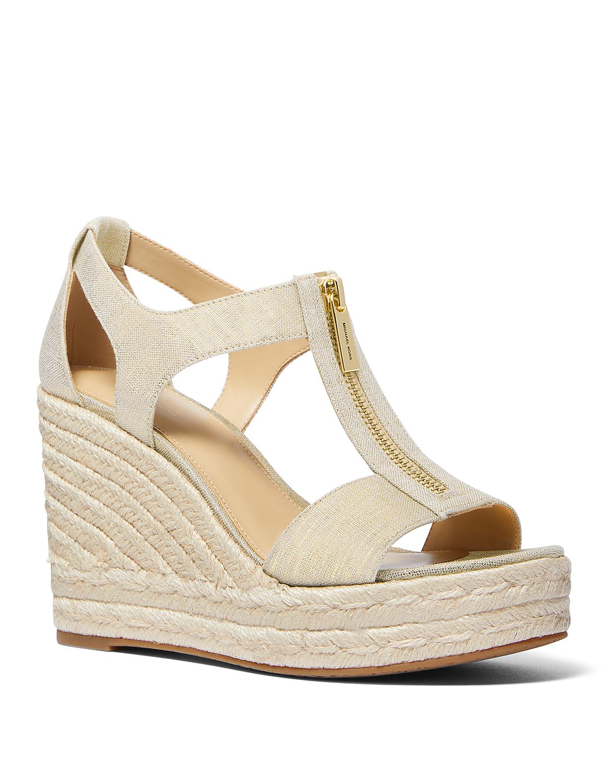 Michael Michael Kors Women's Berkley Front Zip Espadrille Wedge Heel Platform Sandals