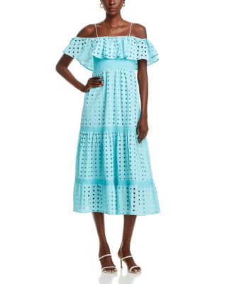 T Tahari - Eyelet Midi Dress