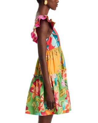 knee length dresses for ladies Red Summer Foliage Mini Dress  FARM Rio